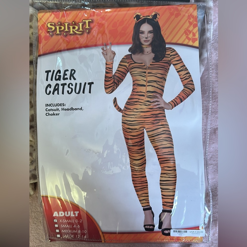Spirit Halloween Adult Costume Tiger Catsuit